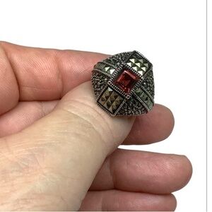 Judith Jack sterling silver red garnet marcasite ring